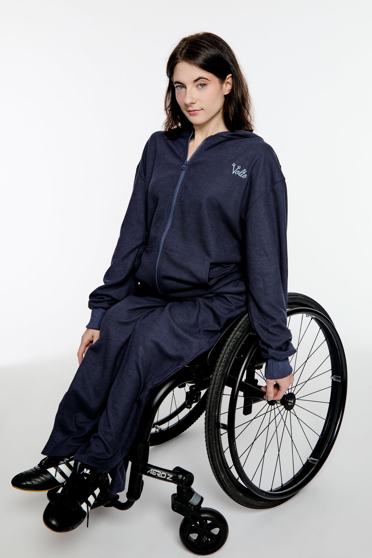 Volto Script Waffle Zip-Up Hoodie by Volto Santo