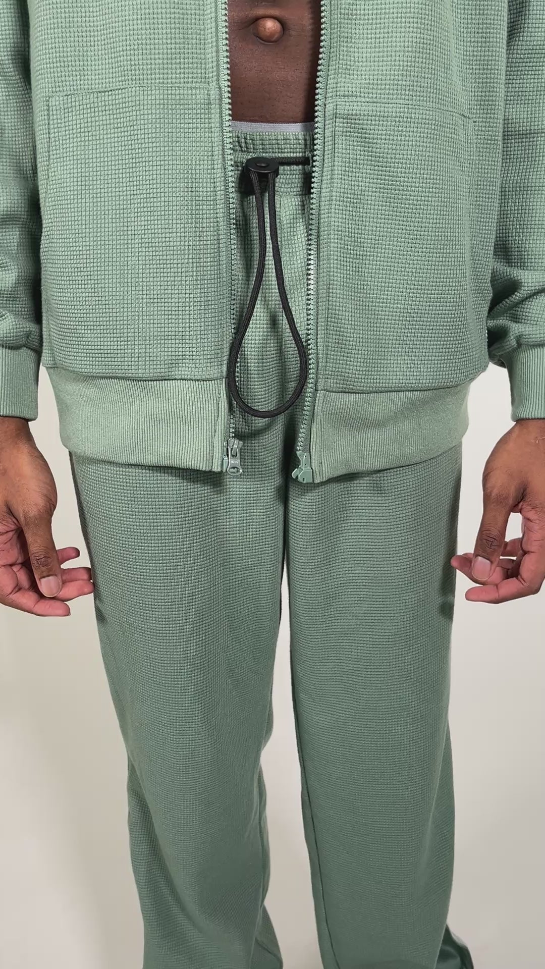 Volto Script Waffle Zip-Up Hoodie by Volto Santo