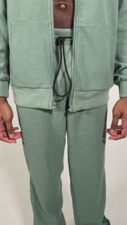 Volto Script Waffle Zip-Up Hoodie by Volto Santo